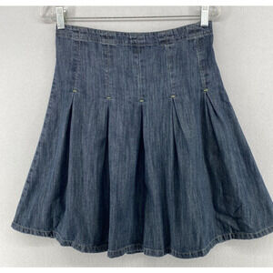 NOA NOA Skirt Girls 2XL Denim Pleated Mini Adjustable Waist Cotton Blue